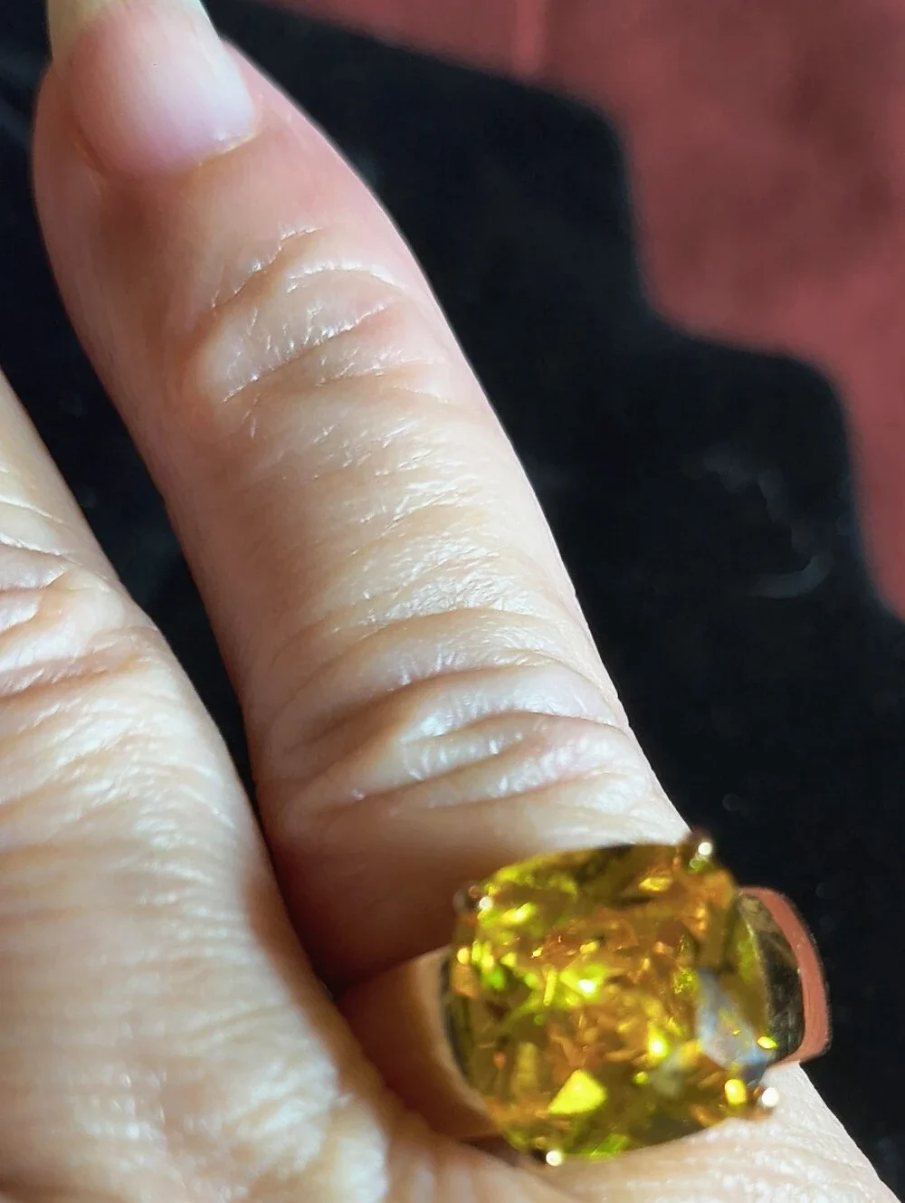 Vintage 1993 AAA+ Yellow CZ Cushion Cut 18K Gold Plated Ring Size 8 NOS